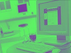 Desktop computer with a green overlay