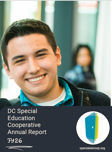 Cover of the FY26 Annual Report - student smiling with title and Co-op logo